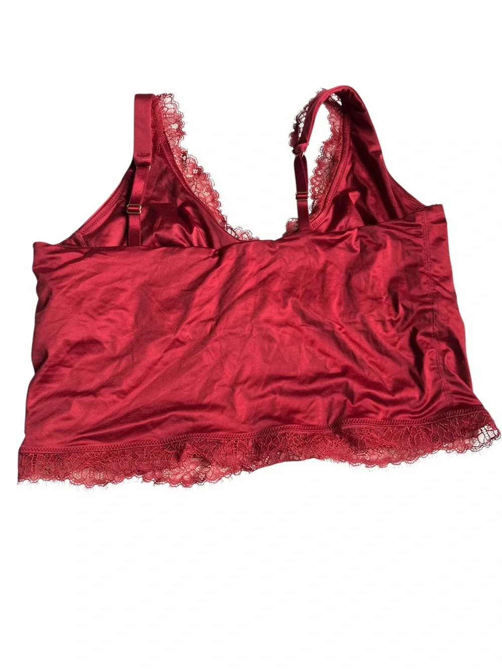 Aerie‎ Red Satin Lace Detail Bralette Tank XL NWT